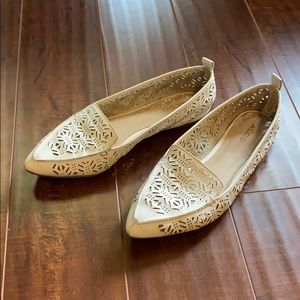 White Aldo Lasercut Loafers